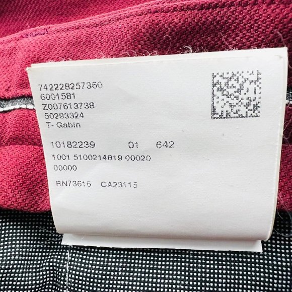 Hugo Boss Red T-Gabin Flat Front Cotton Polyester Pants Mens Size 30X30 - Picture 3 of 5